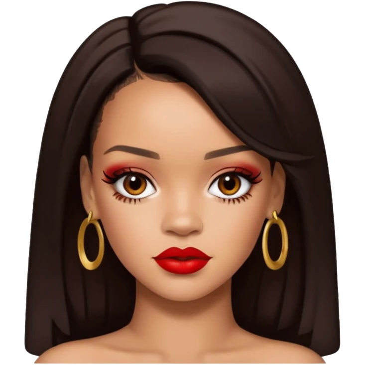 Rihanna with dark brown hair emoji