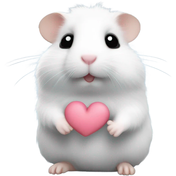 black and white hamster giving a hug with a heart  emoji