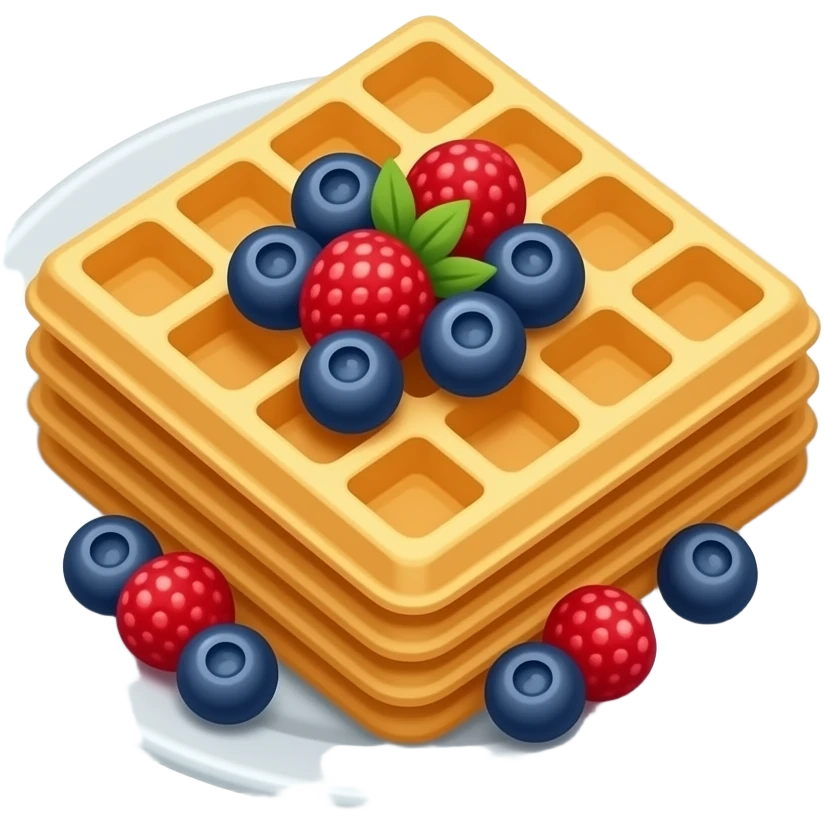 square waffles with berries on a plate emoji