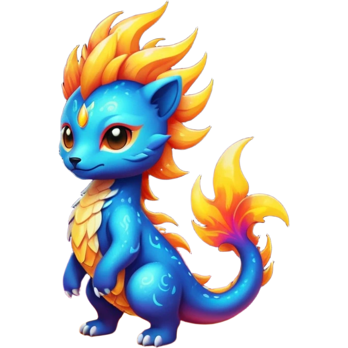Elemental Exotic Tropical Celestial Fiery Sparky Fierce Colorful Gradient Sparkly Flaming Viney Vinal Dusky Aurorus-Amaura-Auroras-Pokémon-Fakémon-creature emoji