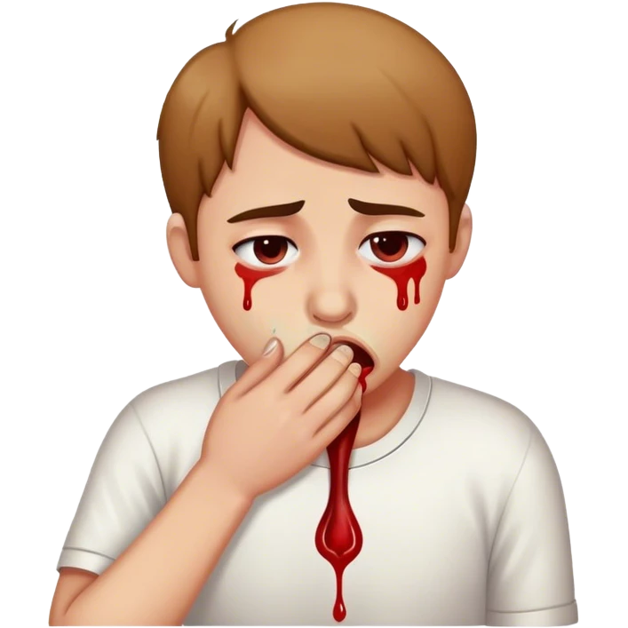Head vomiting blood with nose blood  nosebleeds emoji
