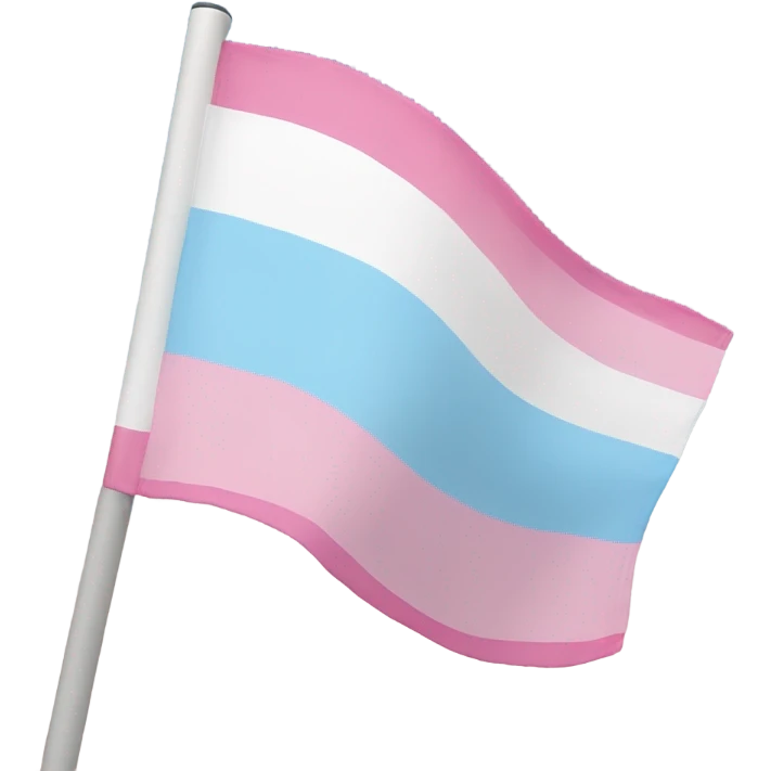 transgender pride flag with five horizontal stripes: light blue, pink, white, pink, and light blue emoji