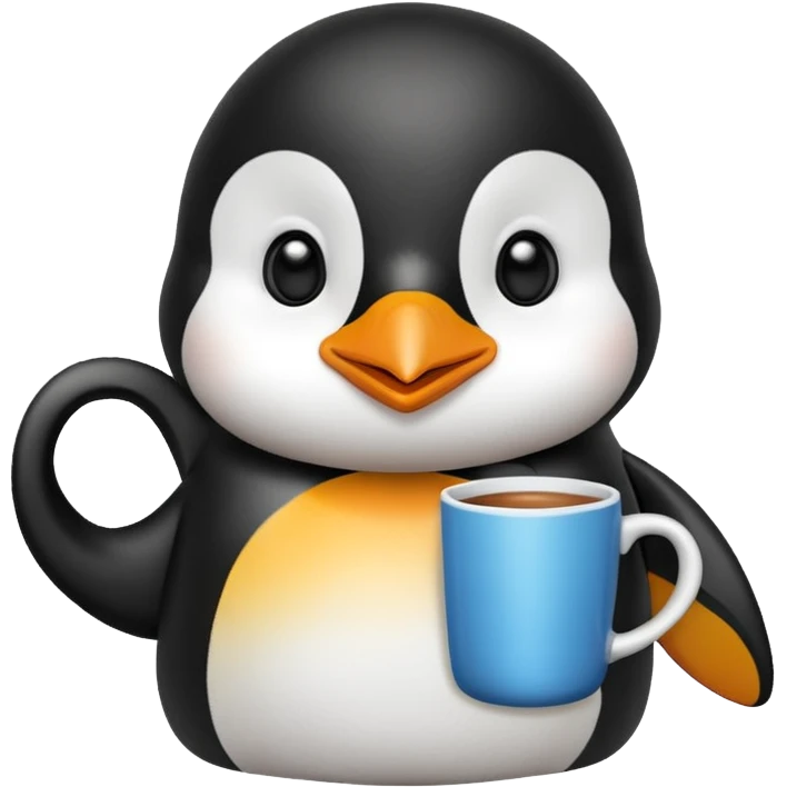 Pingvin with mug in her hand emoji