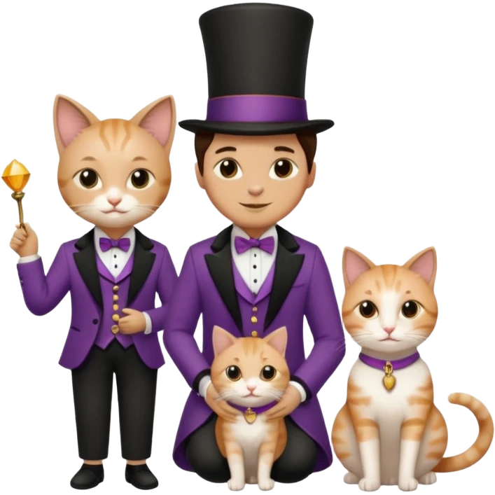 magician couple and their pet cat emoji
