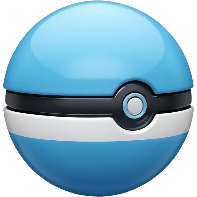 vibrant blue pokeball emoji with a black stripe and highlights emoji