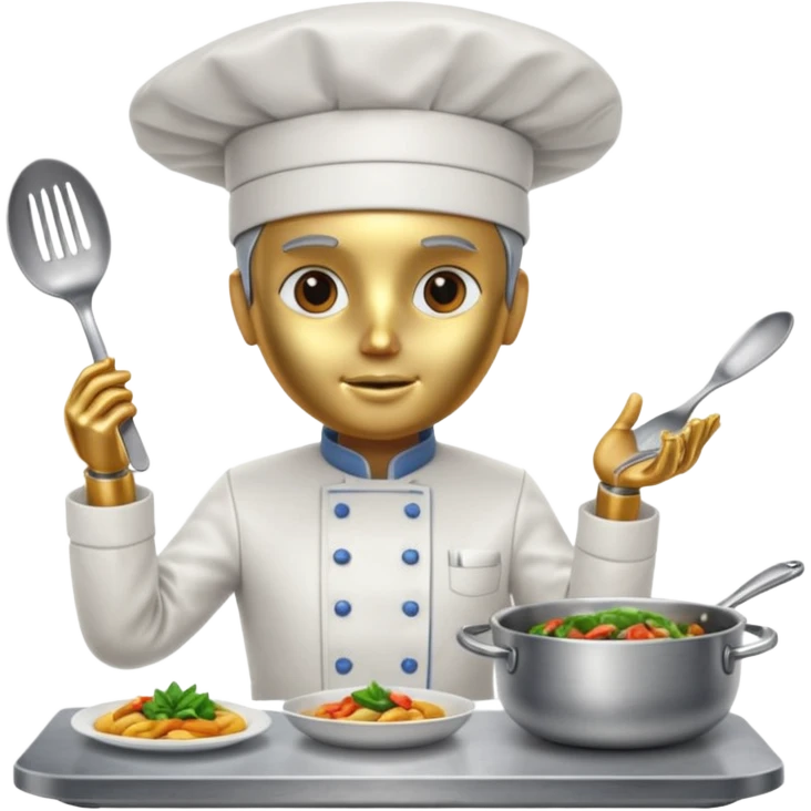 obot chef preparing a gourmet meal emoji