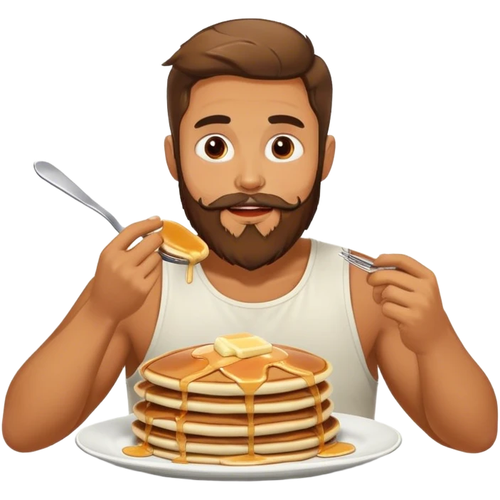 Man with beard eating pancakes emoji