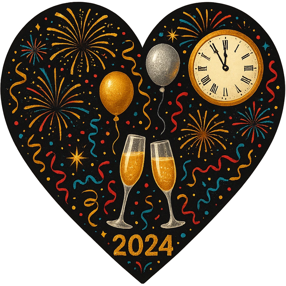heart with a New Year's Eve theme, no background emoji