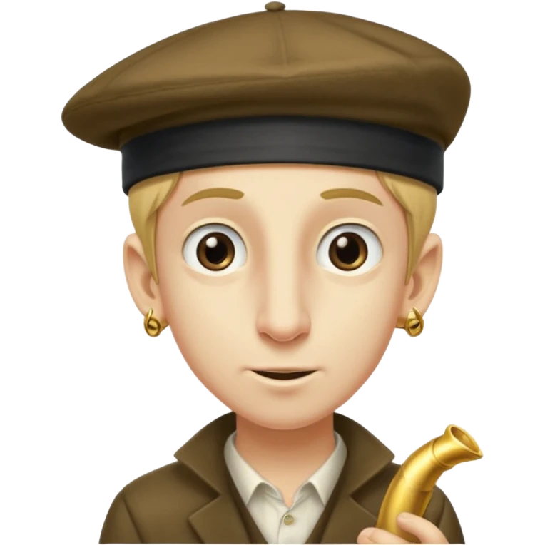 Long nose jewish boy with a jewcap stealing gold emoji