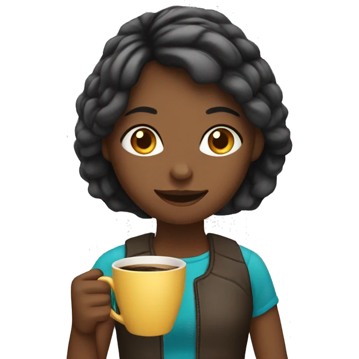 Girl which drink a cup of coffee emoji