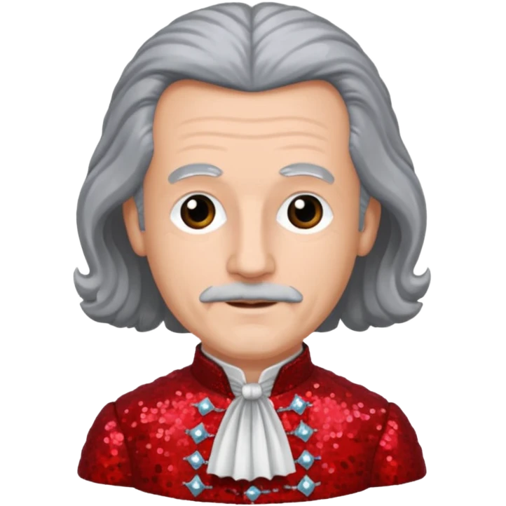 Johann Konrad Dippel (1673-1734) with gray hair, red sequin outfit emoji