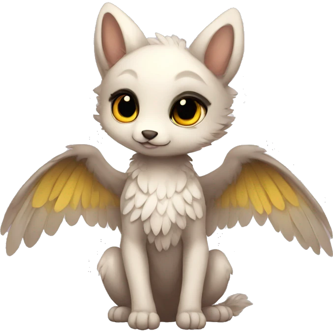 Anthro shy cute winged animal hybrid full body emoji