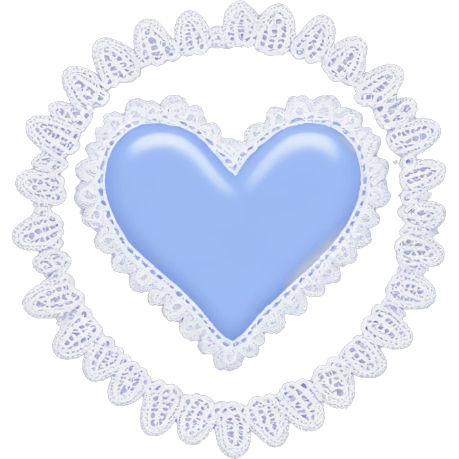 Perewinkle heart with white lace border emoji