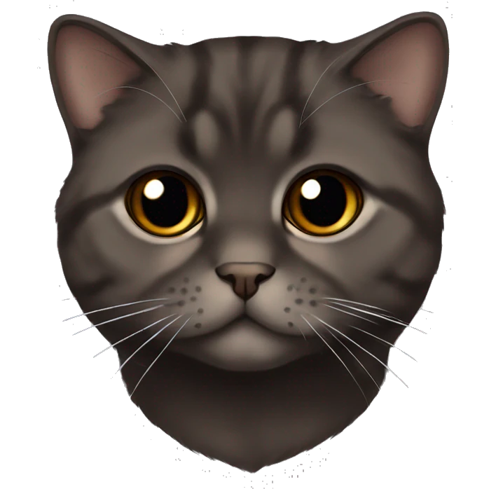 Dark brown Scottish fold kitty emoji