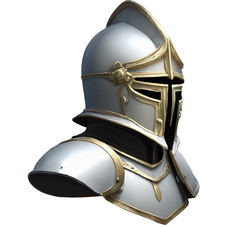 ornate full-face closed armet medieval helmet armor intricate white inlays emoji
