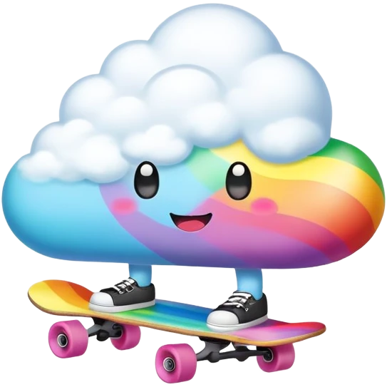 rainbow kawaii Poop cloud skateboarding  emoji
