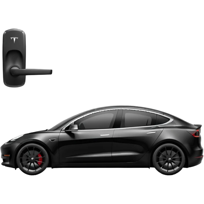 tesla model 3 performance preto com puxadores das portas pretos e rodas com jantes cinzentas  emoji