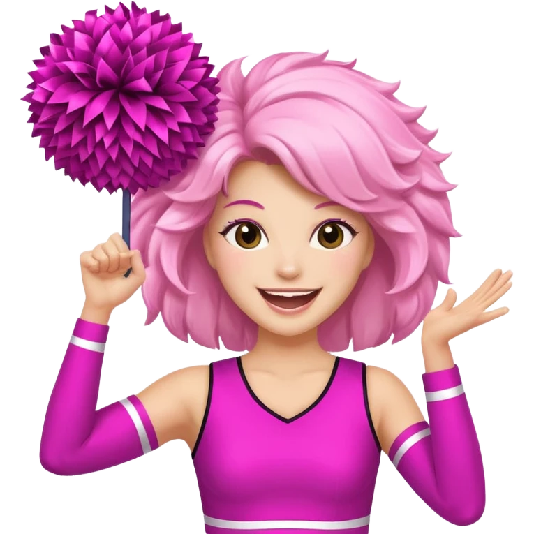 football cheerleader, holding big cheering poms, pink and twinkle emoji