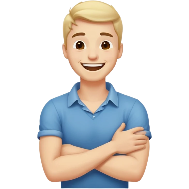 arms crossed holding neck laughing guy emoji