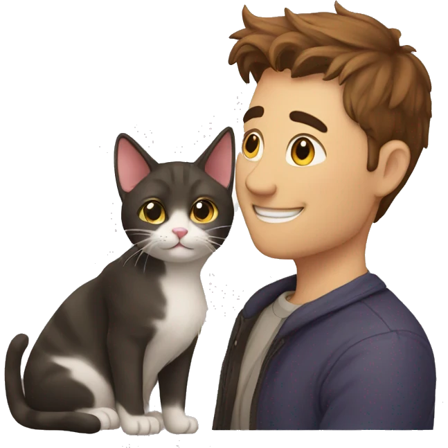 A cat with a lovely man emoji