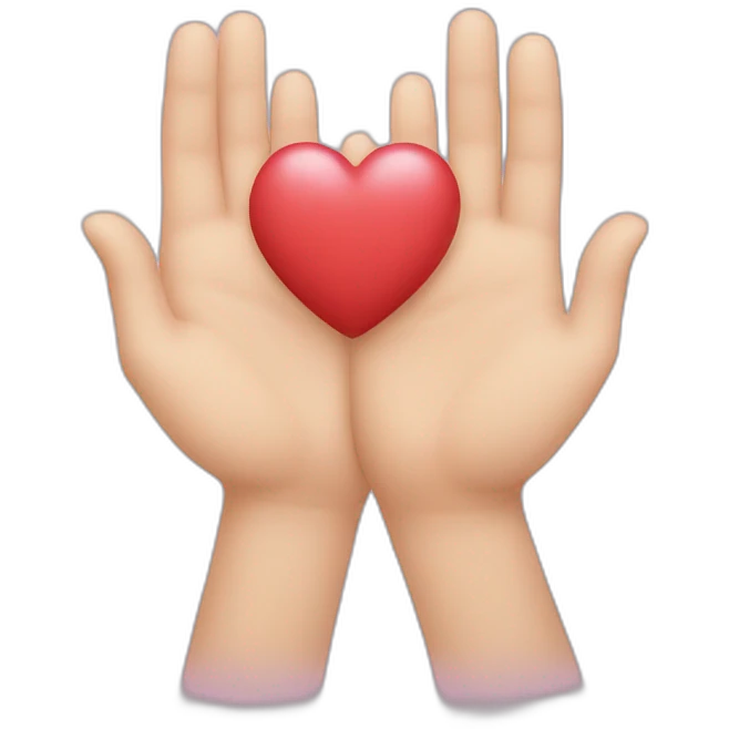kawai heart with fingers and two hands emoji