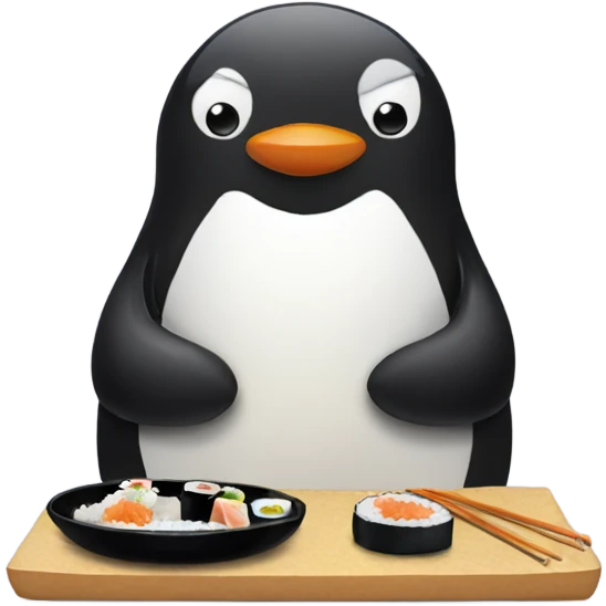 Penguin eating sushi emoji