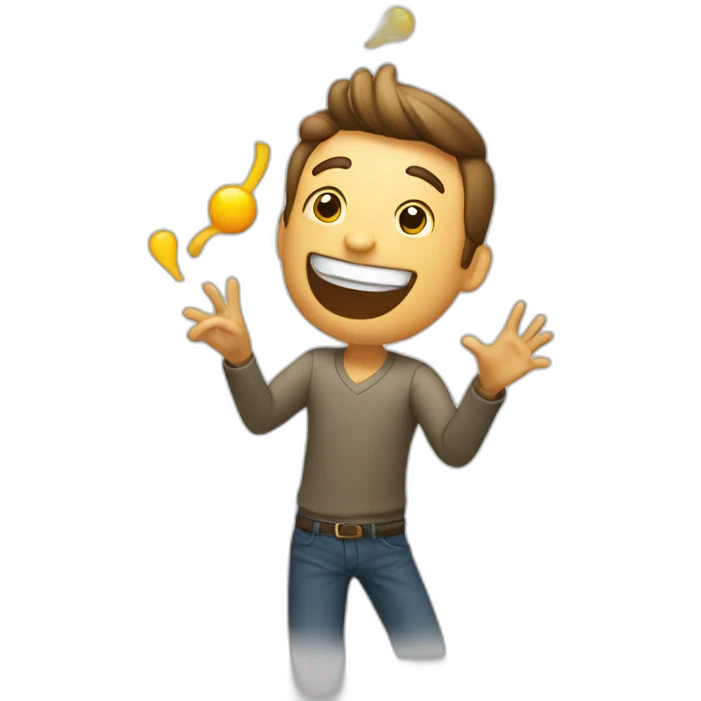 A man jongling emoji