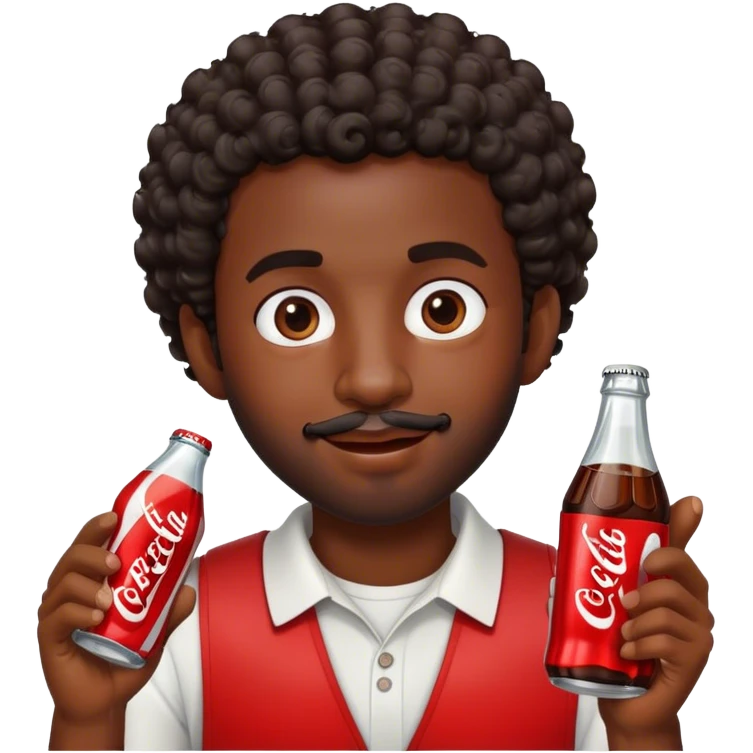 dark black guy short curly hair facial hair holding coke emoji
