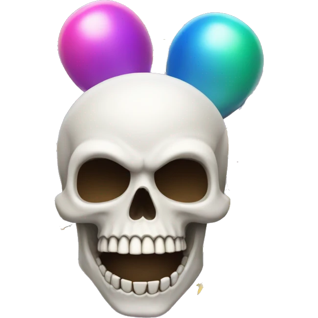 The iPhone skull emoji is holding a party popper and celebrating emoji