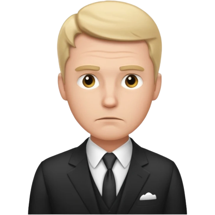white man in formal suit in thought, in thought, raised eyebrow emoji
