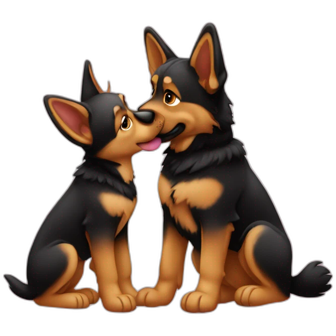 couple kiss german shepperd emoji