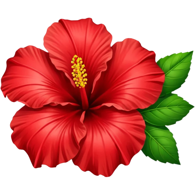  heart hibiscus like with green leaves emoji