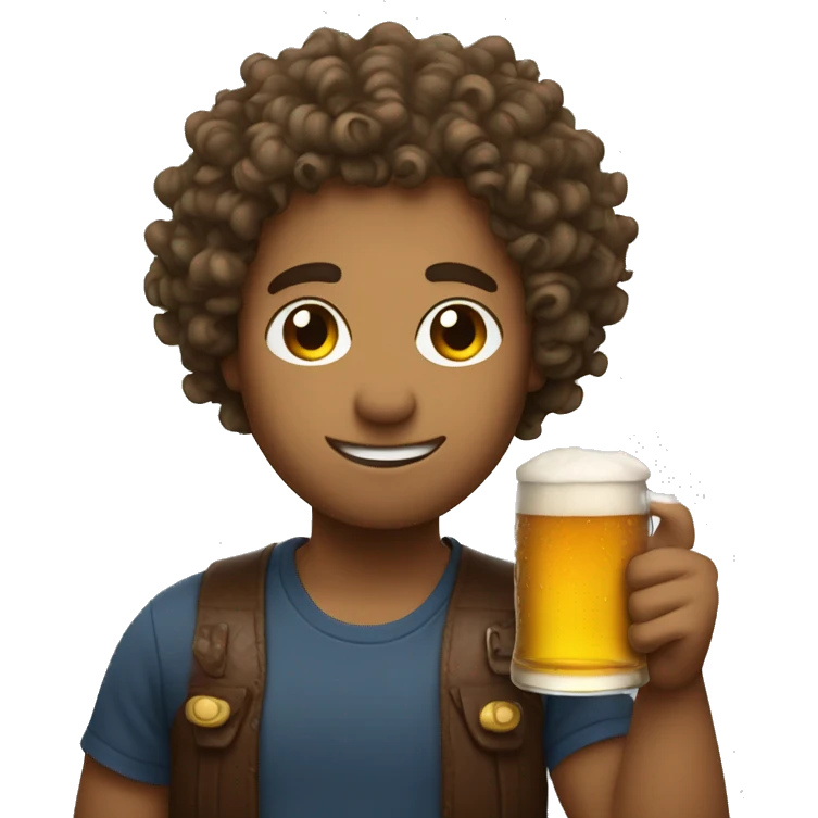 Curly hair, drinking beer emoji