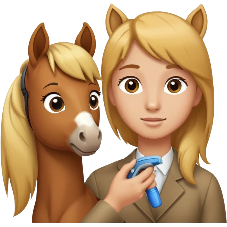 person grooming a pony emoji