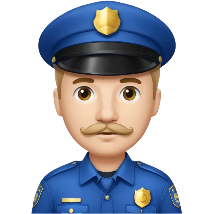 Male police officer wearing white cap, mustache, realistic portrait emoji