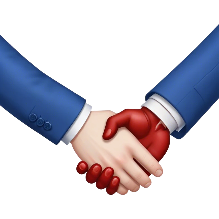 handshake, drooping blood on one of the hands, in blue suits emoji