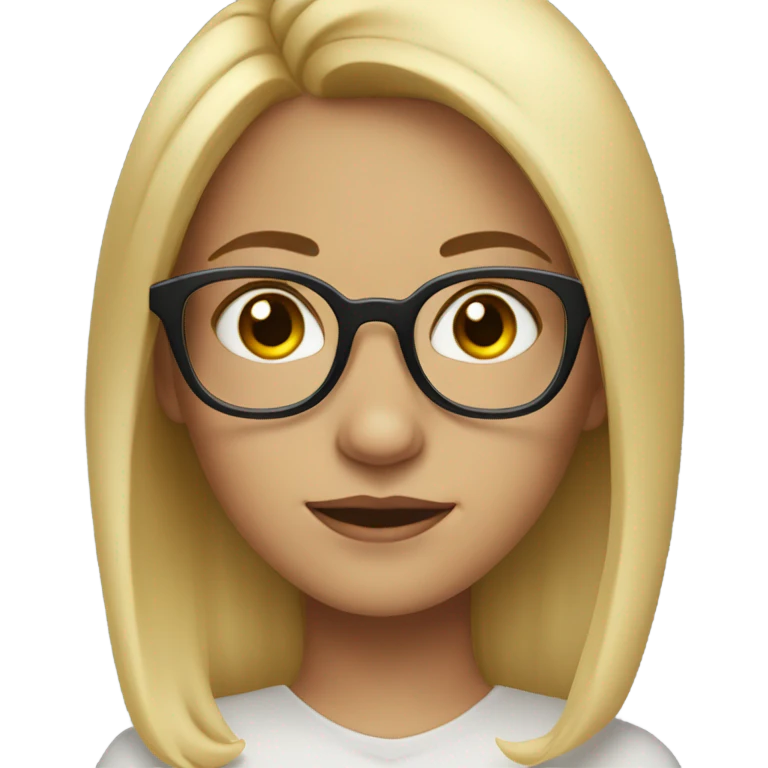 Blonde girl with glasses and an eyebrow piercing emoji