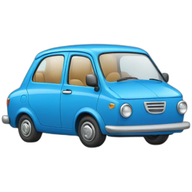 blue car with a Smiling face emoji
