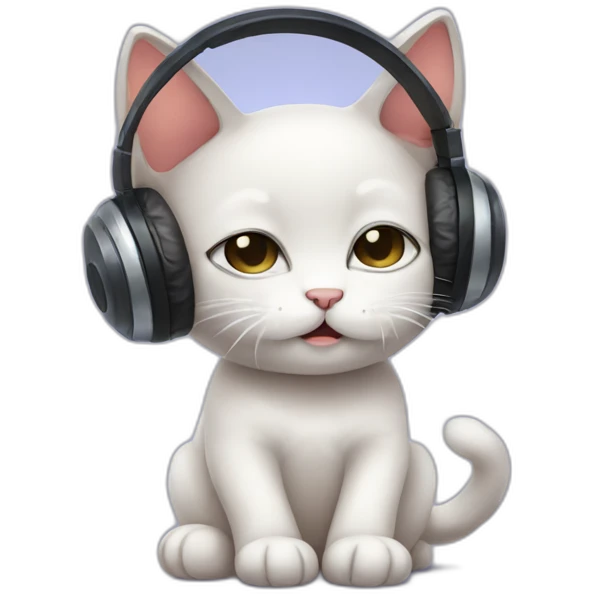 sad kitten listening to music with eyes closed emoji