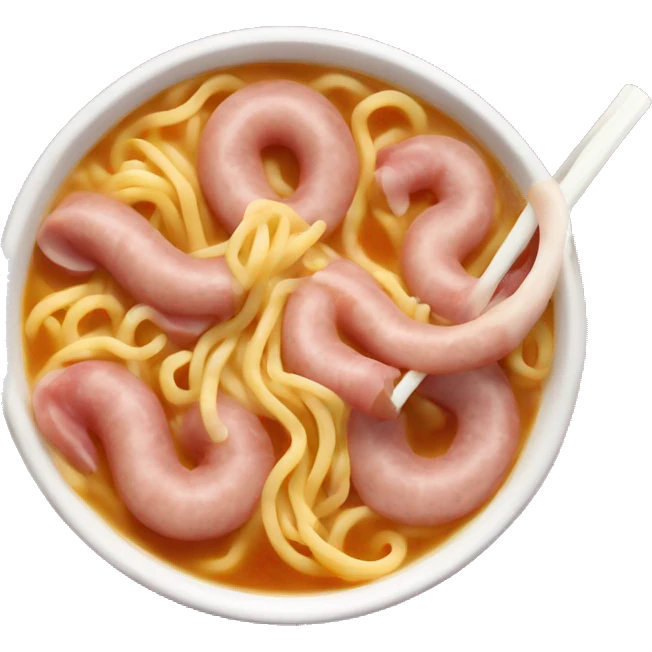 Noodle soup with ham and sausage  emoji