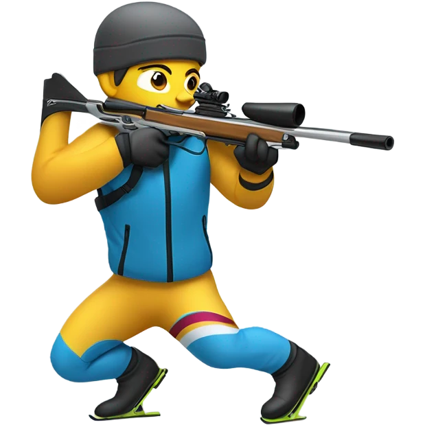biathlete with rifle while skiing emoji