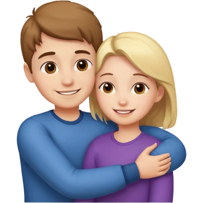 Boy and girl hugging each other in love emoji