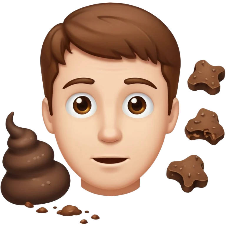 white man with brown hair playing with poop emoji