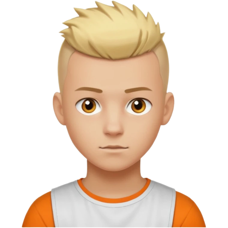 Blonde Buzzcut And Mohawk. Amber Eye. Orange Tshirt. White Sleeve. Teenage Boy emoji