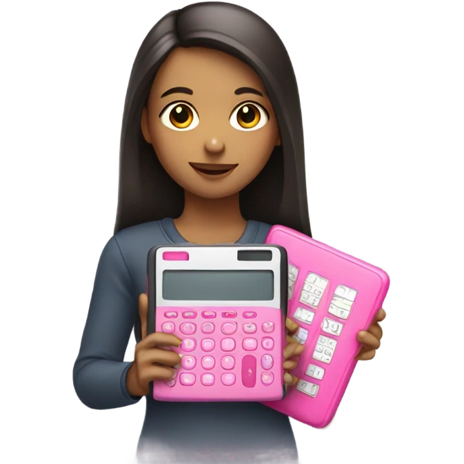 Girl holding pink calculator emoji