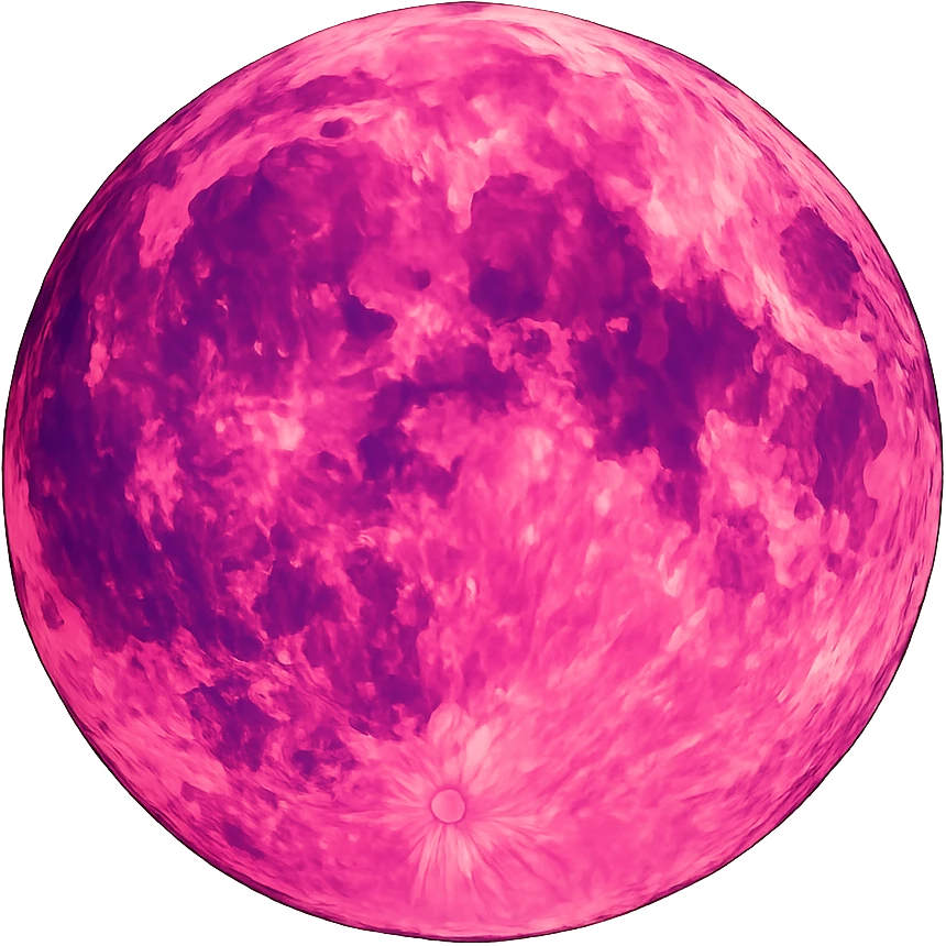 pink moon, digital illustration emoji
