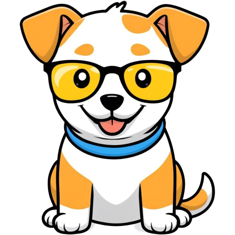 un perro con lentes sonriendo emoji