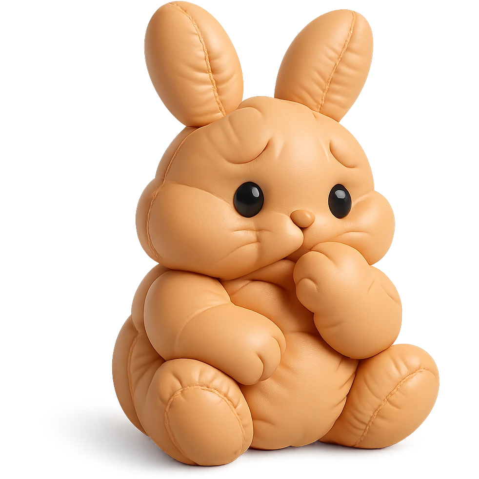 apricot bunny biting paw nervously, cushion style emoji