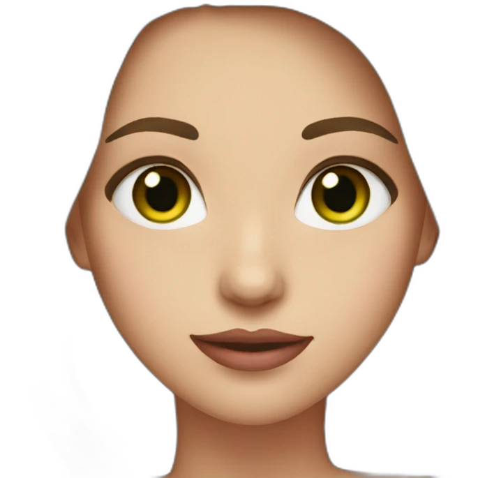 Female with green eyes, brown hair, pink lips emoji
