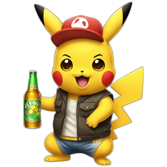 pikachu raver with 86-beer emoji